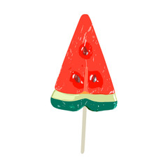 realistic watermelon candy or ice cream. isolated on a white background. for tattoo or print on a t-shirt