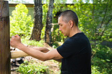 Naklejka na ściany i meble Wing Chun-martial art, martial arts, fighter, training, Wooden Dummy