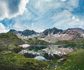 Naklejka na ściany i meble mountain landscape with lake and mountains
