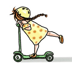cute little girl on scooter isolated on white © Мария Шаламова