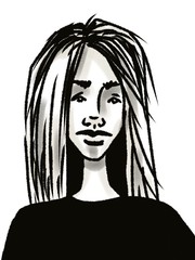 cute young woman with long hair portrait isolated on white