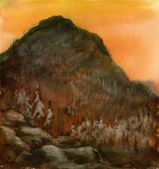 Watercolor sketch: Fiery sky