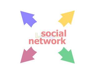 Text Social Network. Social concept . Arrow with word social network