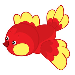 bird character in red, isolated object on a white background, vector illustration,