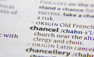 Chancel word or phrase in a dictionary.