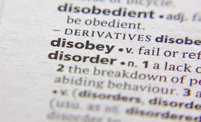 Disobey word or phrase in a dictionary.