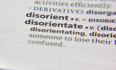Disorientate word or phrase in a dictionary.