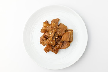 Soy sauce bulgogi on white background