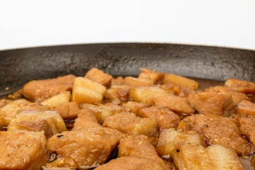 Soy sauce bulgogi on white background