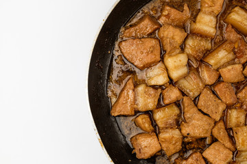Soy sauce bulgogi on white background