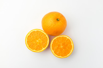 Fresh oranges on white background