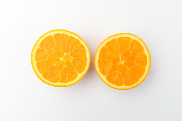 Fresh oranges on white background