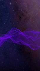 Fototapeta premium Abstract ultraviolet landscape on a dark background. Purple cyberspace grid. hi tech network. Outer space. Violet starry outer space texture. 3D illustration
