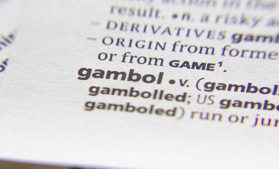 Gambol word or phrase in a dictionary.