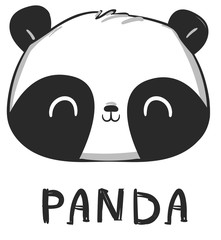 Cute panda bear vector illustration. Сhildren print on t-shirt.