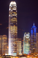 Skyline of buildings at the waterfront of Victoria Harbour on Hong Kong Island, China, Asia