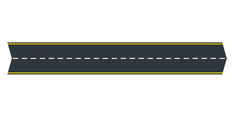Asphalt road or highway in the shape of arrow. Straight path or way. Vector illustration.