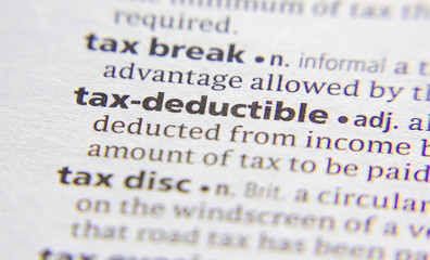 Tax-deductible word or phrase in a dictionary.