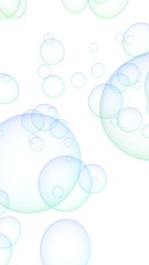 Light blue colored background with purple bubbles. Wallpaper, texture purple balloons. 3D illustration