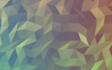Abstract triangle geometrical green orange background. Geometric origami style with gradient. 3D illustration