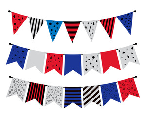 Set of Memorial Day festive flags for decorating parties. illustration for the design of greeting cards, announcement, promotion, poster, flyer, blog, article, brochure, signage