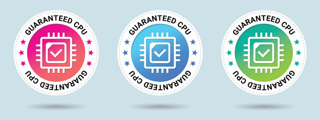 Guaranteed CPU Speed stamp vector illustration. Vector certificate icon. Set of 3 beautiful color gradients. Vector combination for certificate in flat style.