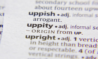 Uppity word or phrase in a dictionary.