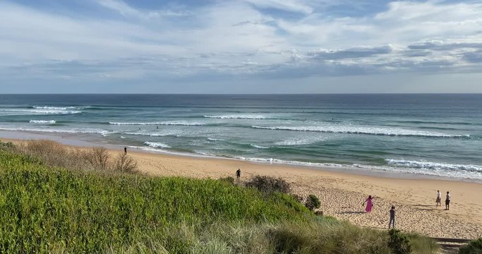 4k video of people enjoying the beach at Eagles Nest, Inverloch Victoria Australia