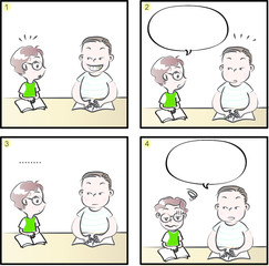 Children four grid comic blank speech bubble