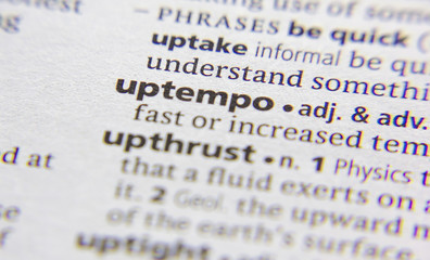 Uptempo word or phrase in a dictionary.