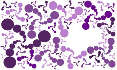 Chaotic purple circles of different sizes on a white background