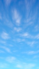 Blue sky background with white clouds. Cumulus white clouds in the clear blue sky in the morning. 3D illustration