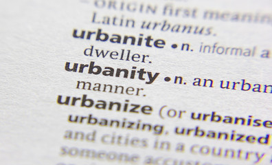 Urbanity word or phrase in a dictionary.