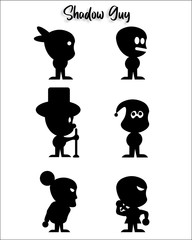 Shadow Cartoon in Different Posses, Silhouette of shadow man