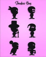 Shadow Cartoon in Different Posses, Silhouette of shadow man