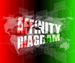 business concept, affinity diagram on digital touch screen interface