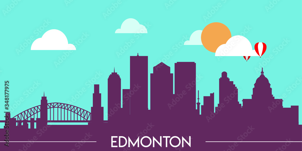 Wall mural edmonton skyline silhouette flat design vector illustration