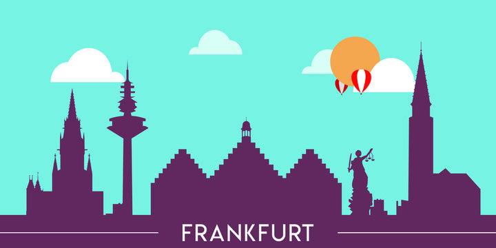 Frankfurt skyline silhouette flat design vector illustration