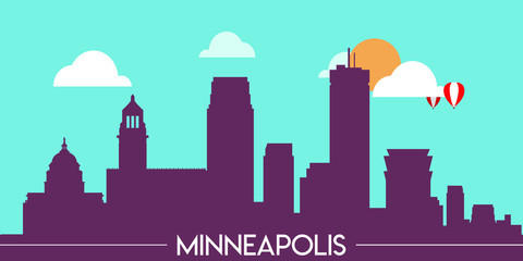 Fototapeta premium Minneapolis skyline silhouette flat design vector illustration