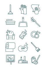 cleaning and desinfect set icons
