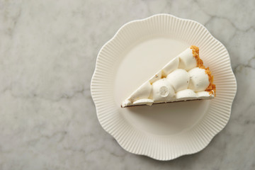 Piece of cake on plate