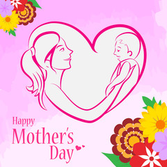 Happy Mother's Day celebration greetings background template design for banner or card in vector