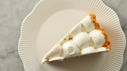 Piece of cake on plate