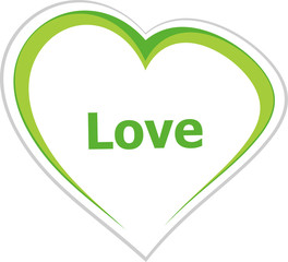 Text love. Social concept . Love heart icon button for web services and apps