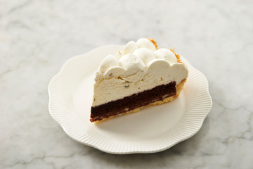 Piece of cake on plate