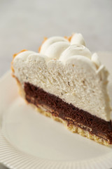 Piece of cake on plate