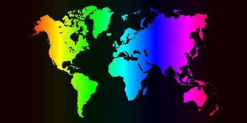 RGB CMY Color Combination World Map Vector