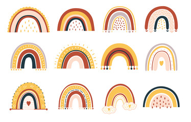 Baby rainbow seamless pattern. Vector Illustration. Nursery pattern in hand drawn scandinavian style. Texture for fabric, textile, wrapping and wallpaper.