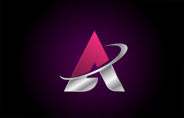 Fototapeta premium A pink metal alphabet letter logo icon for company and business with sliced design