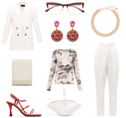 A clothing collage. The collage consists of fashionable clothes in prepared look and was made...